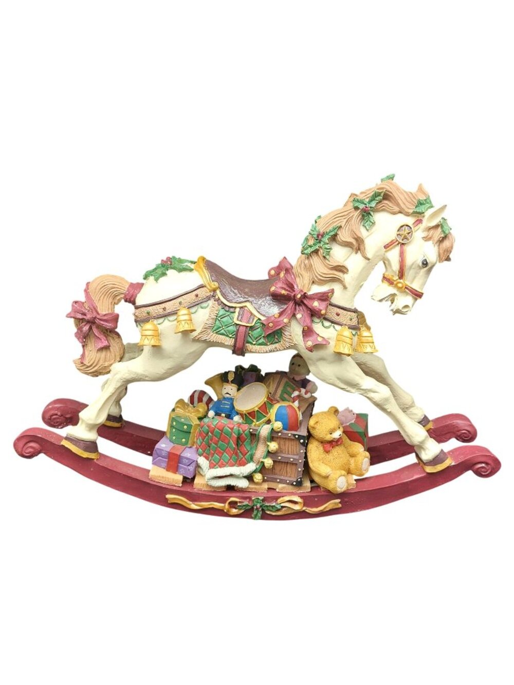 Vintage JC Penney Musical Rocking Horse Jolly Old St Nick In Box Christmas 15"